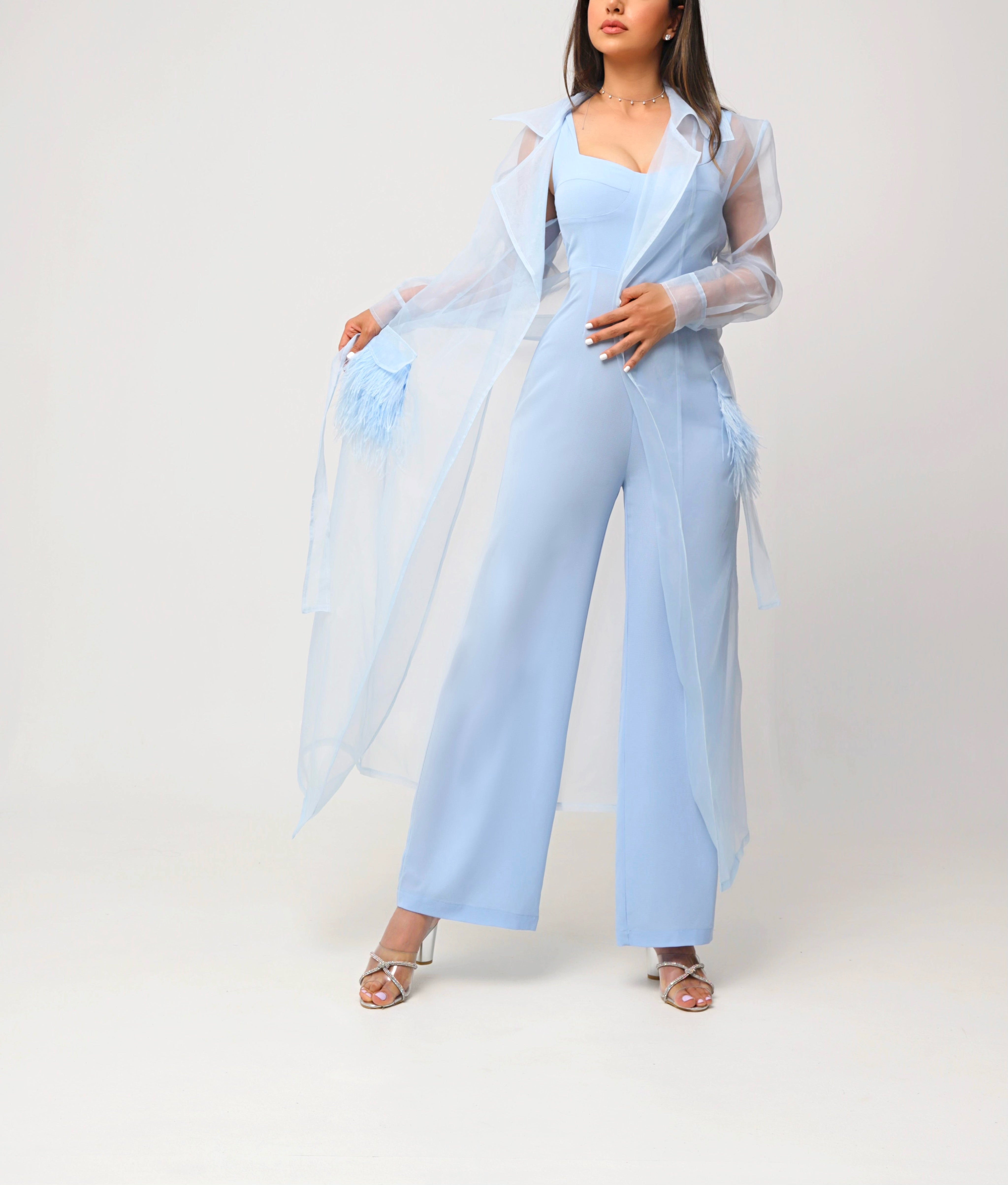 PACIFIC TWO PIECE FEATHER JUMPSUIT